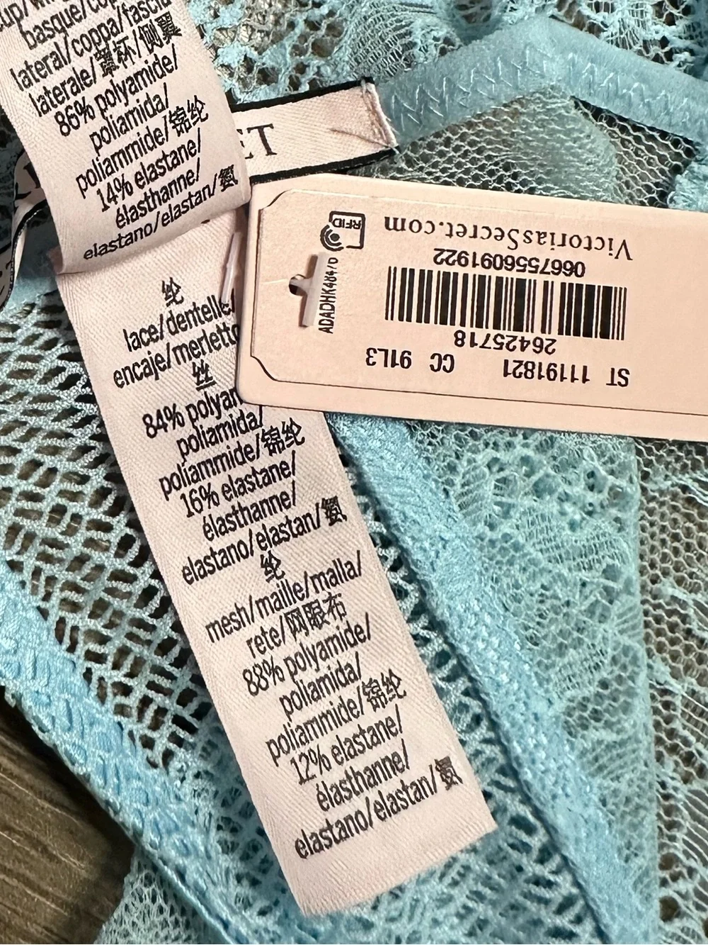 Victoria's Secret Very Sexy Lace Garter Slip And Thong Panty Set Blue Medium